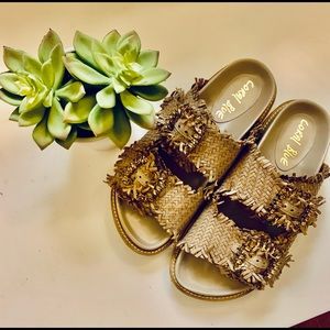Anthropologie Woven Sandals With Crystal Buckles